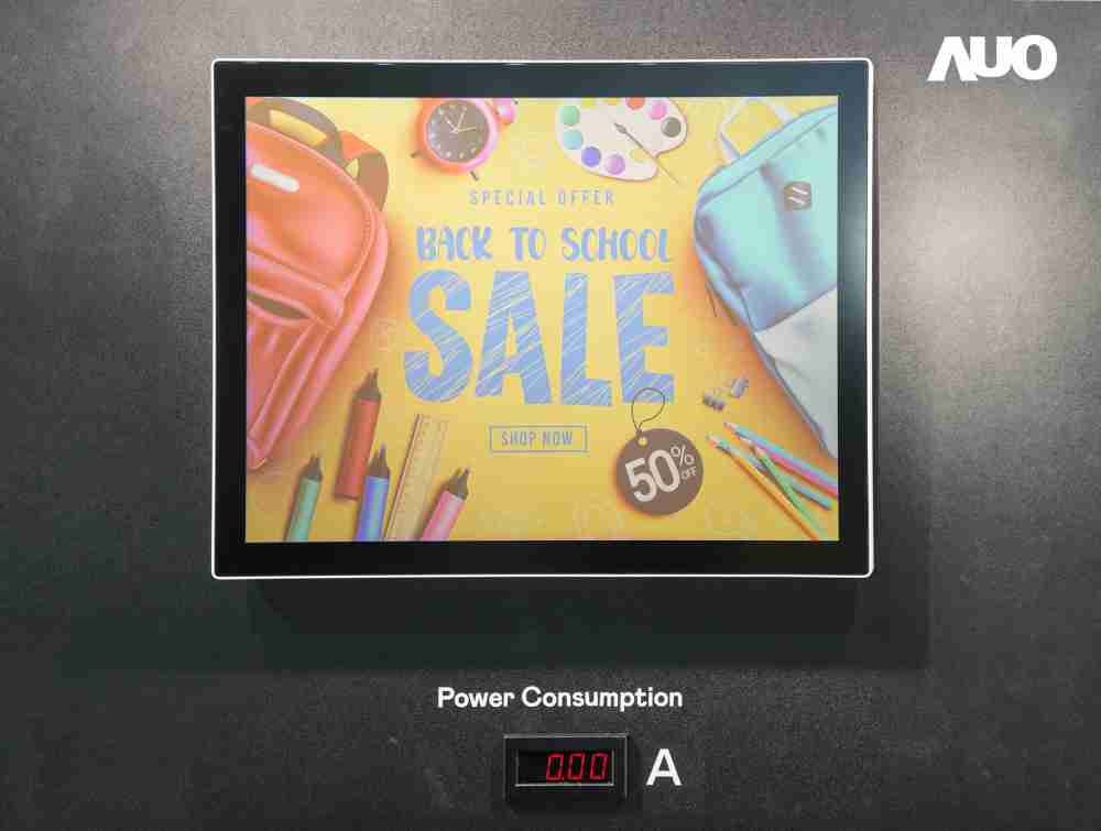 赏金国际展示胆固醇液晶超低耗能户外全彩显示器，，，，ChLC（胆固醇液晶）以双稳态技术使静态显示零功耗，，，，具省电、、、、高彩度、、环保的特性，，，还整合软硬件系统解决方案，，，可透过单一云端平台管理