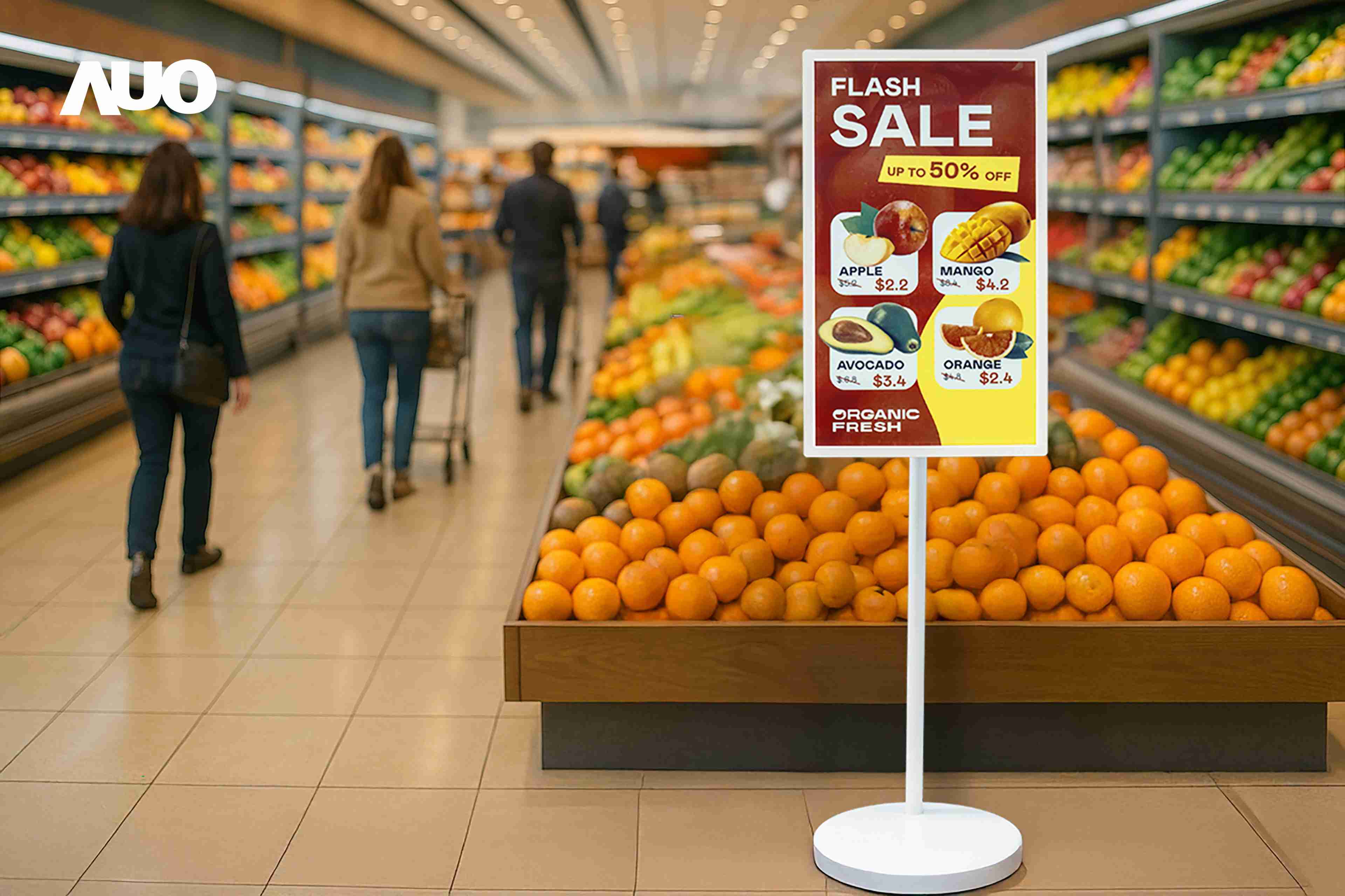 达擎首亮相低功耗、、、、全彩的〝aecoPost电子纸解决方案〞，，，仅在更新画面时需要微量的电力驱动，，，无需布建电线的便捷设计，，使其可灵活应用、、、、随意置放，，并可透过云端或行动装置app，，轻松管理及排程广告内容，，，，晋升店头营销利器。。。